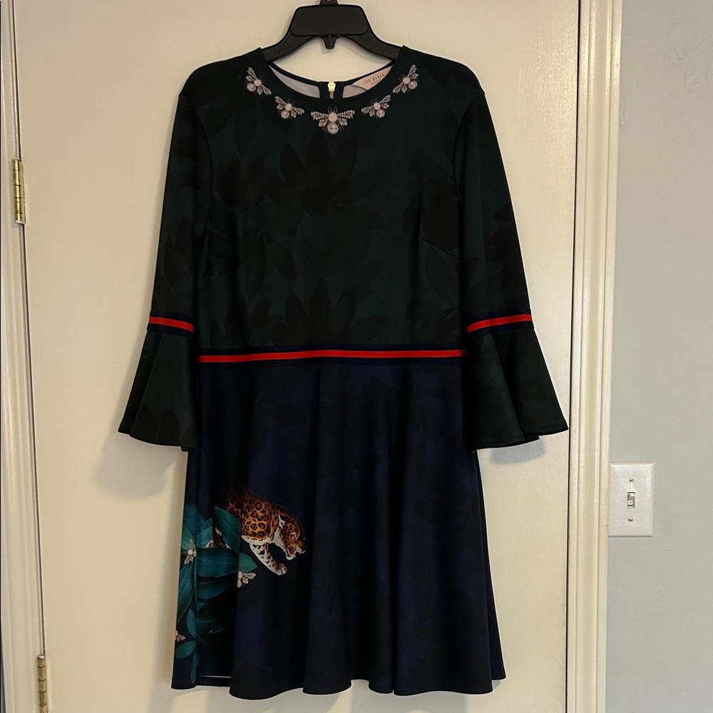 Ted Baker London Dark Green and Navy Dress